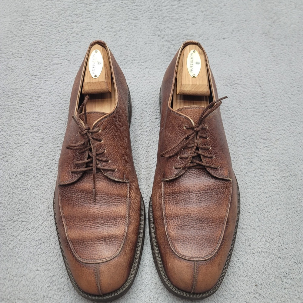 Salvatore Ferragamo Oxford Mens 10.5 EE Brown Leather Lace Up Vibram Gumlite